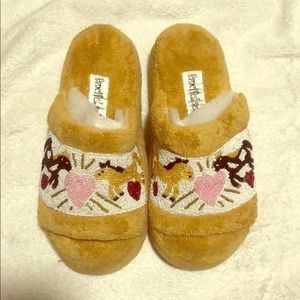 Fanciful Soles fluffy beaded horse slippers